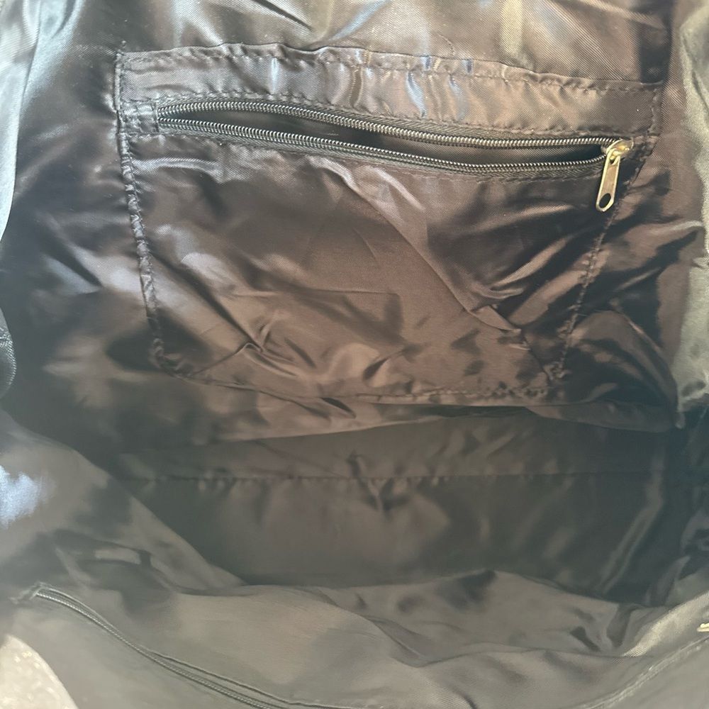 Floral Black and Gray Tote Bag with Detachable Pouch - Picture 2 of 7